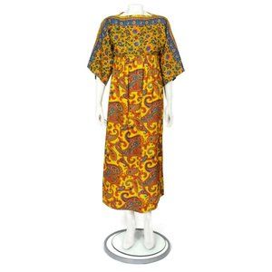Vintage ANN FOGARTY 70s Mod Hostess Kimono Sleeve Paisley Party Dress S/XS /579